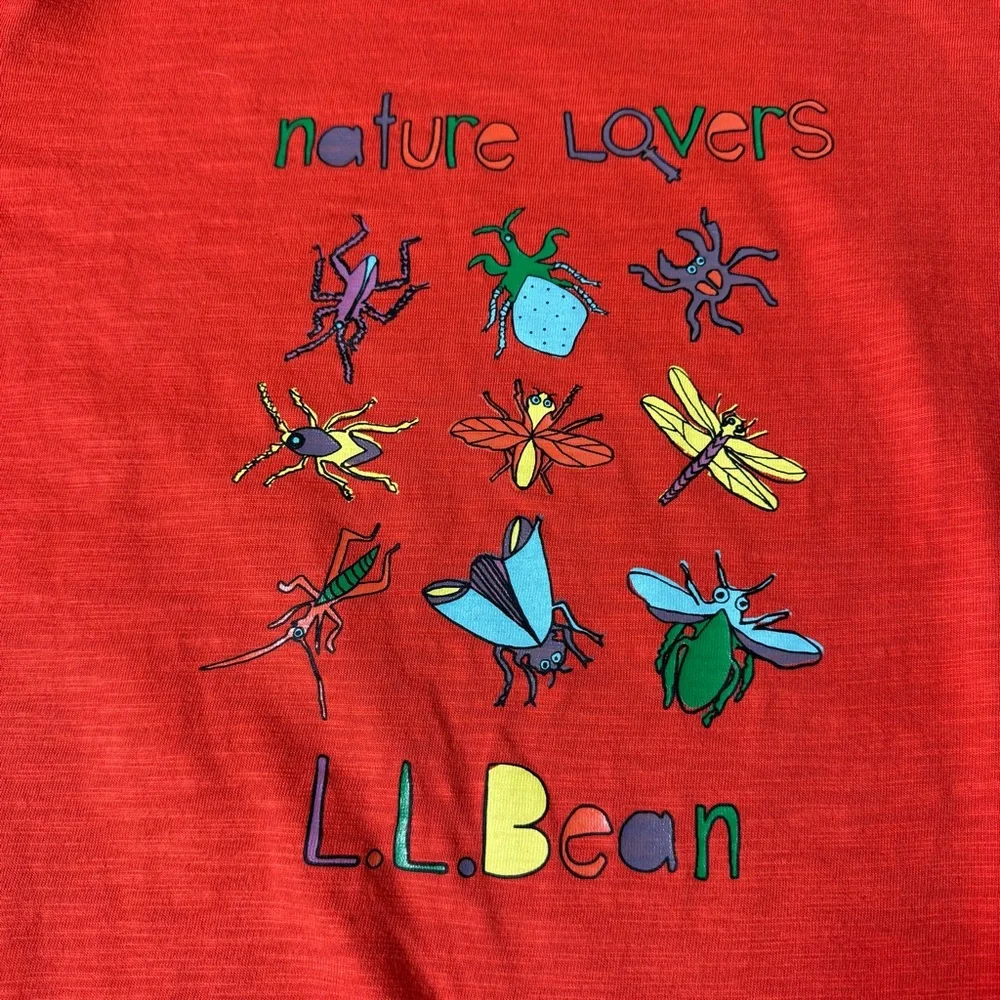 L.L. Bean Kids Orange Graphic Tee Nature Lovers Insects Sz Boys XL 18